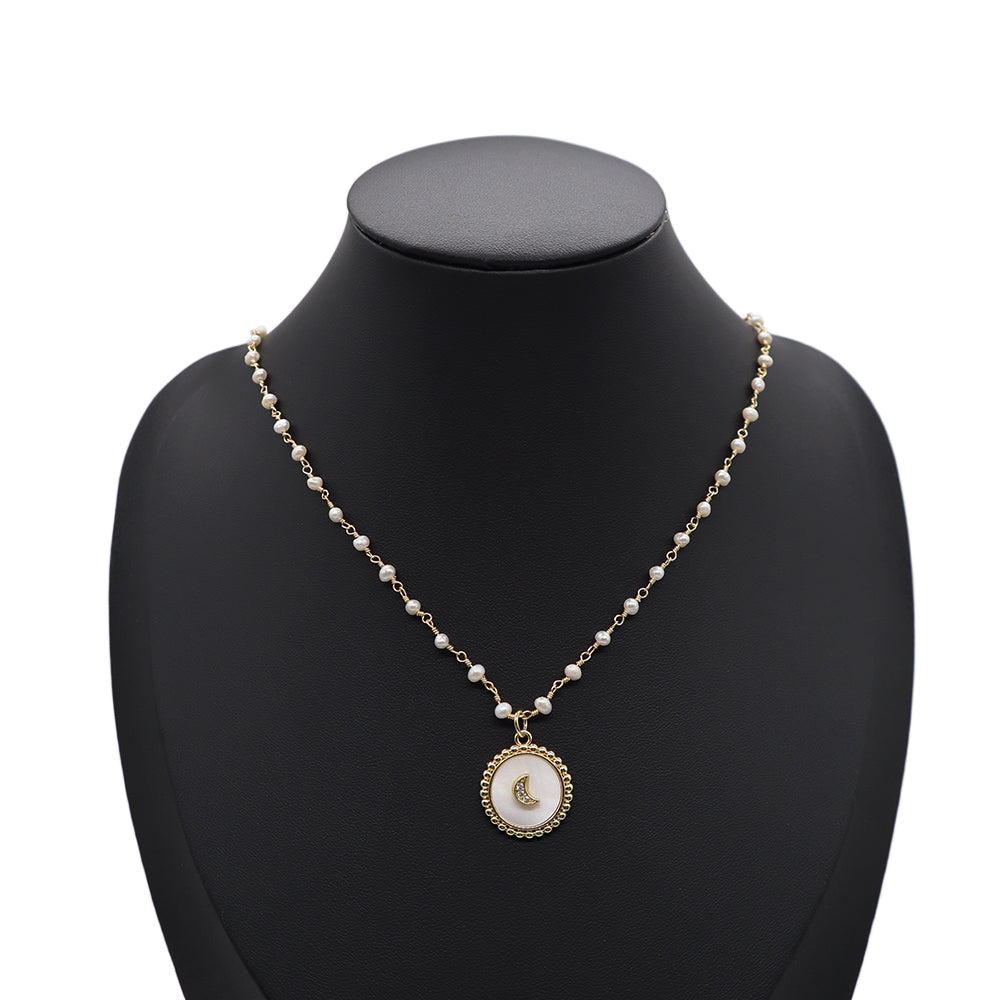 Handmade Custom Fresh Water Pearl Necklace With Shell Pendant