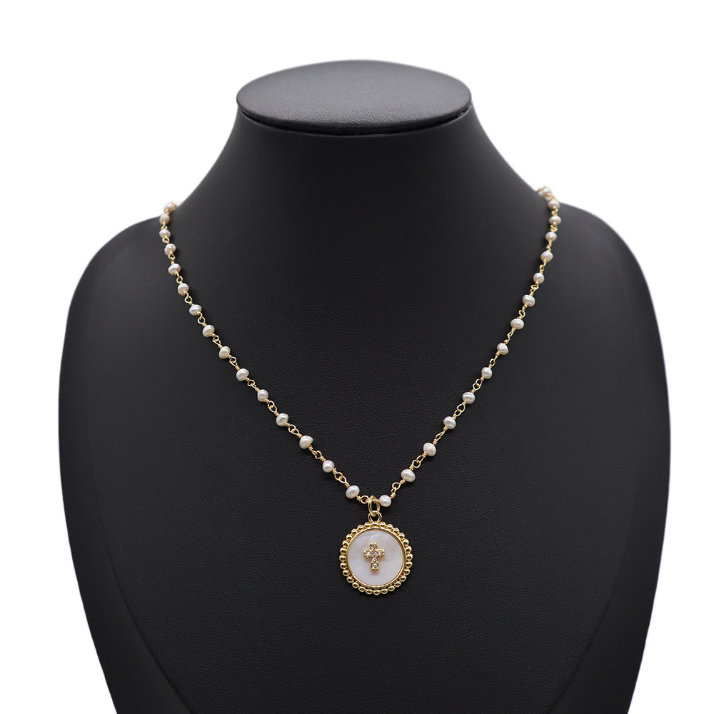 Handmade Custom Fresh Water Pearl Necklace With Shell Pendant