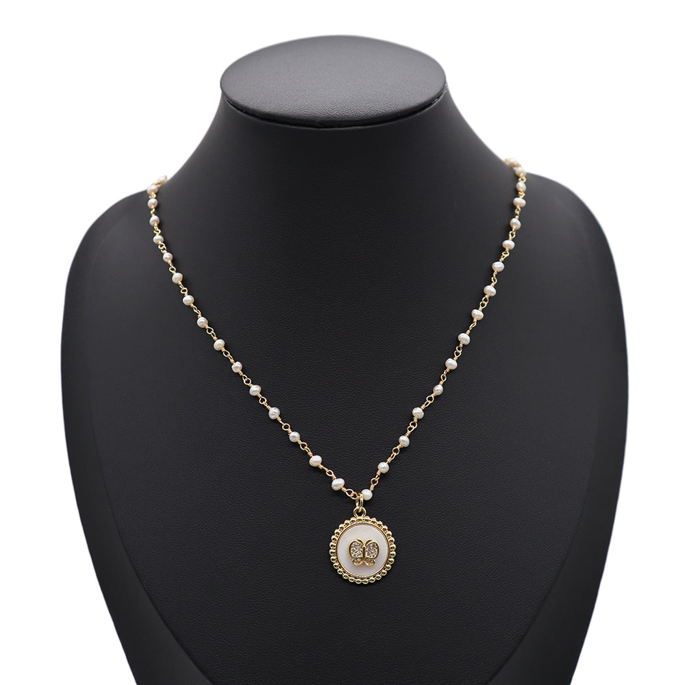 Handmade Custom Fresh Water Pearl Necklace With Shell Pendant