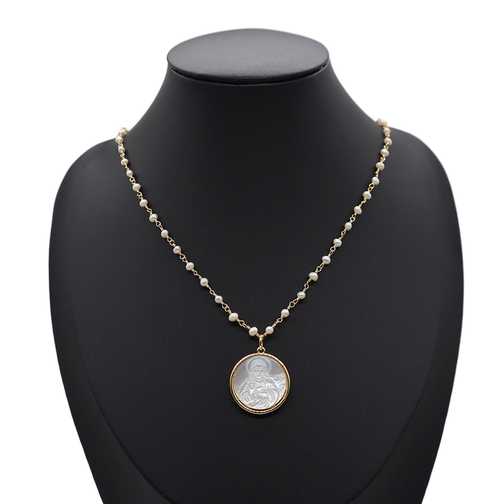 Handmade Custom Fresh Water Pearl Necklace With Shell Pendant
