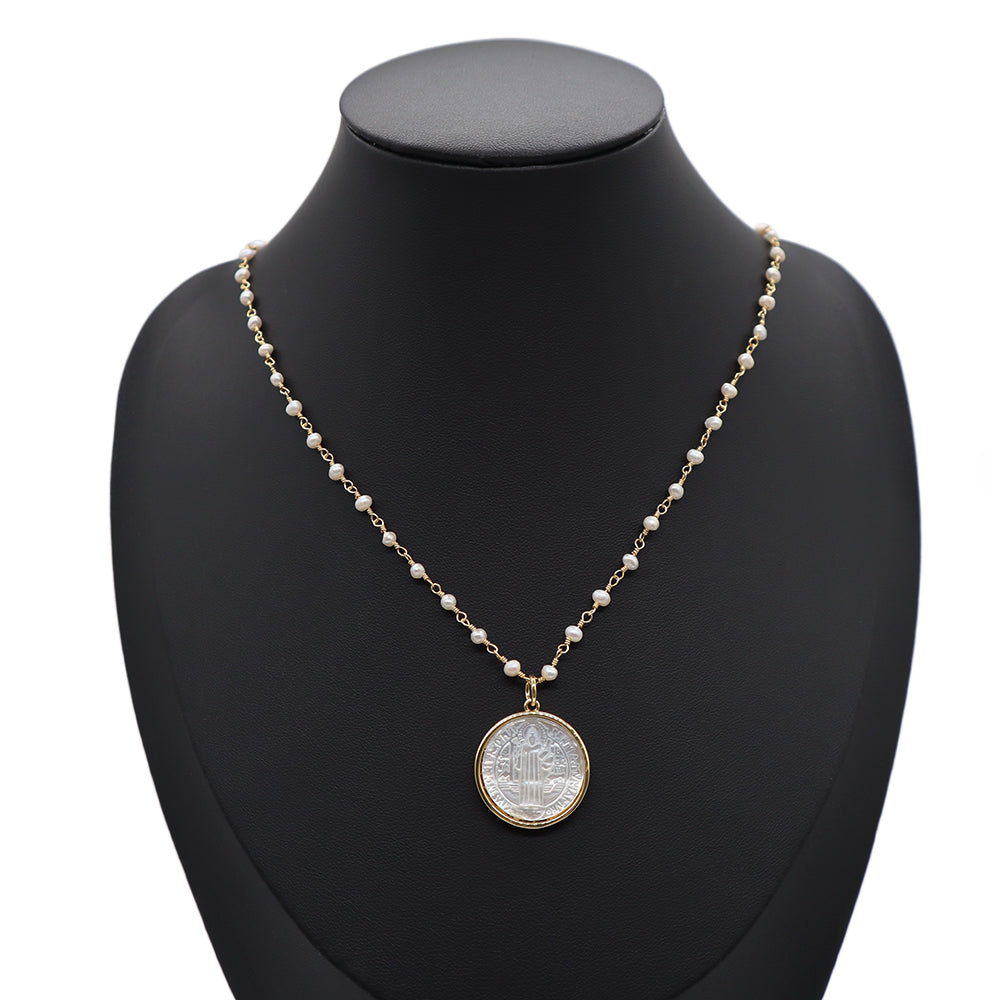 Handmade Custom Fresh Water Pearl Necklace With Shell Pendant