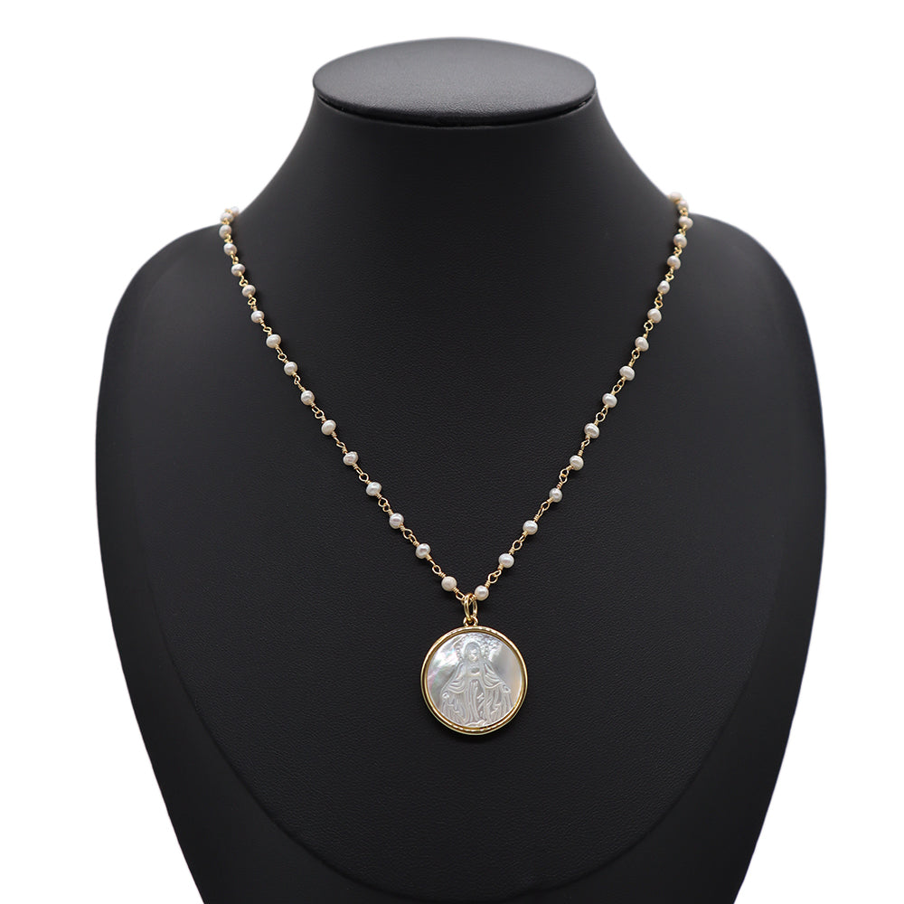 Handmade Custom Fresh Water Pearl Necklace With Shell Pendant