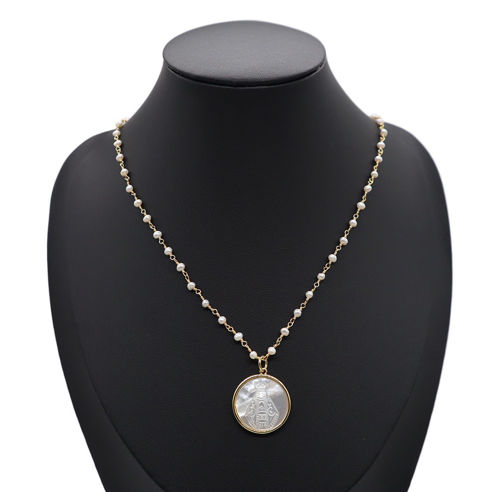 Handmade Custom Fresh Water Pearl Necklace With Shell Pendant