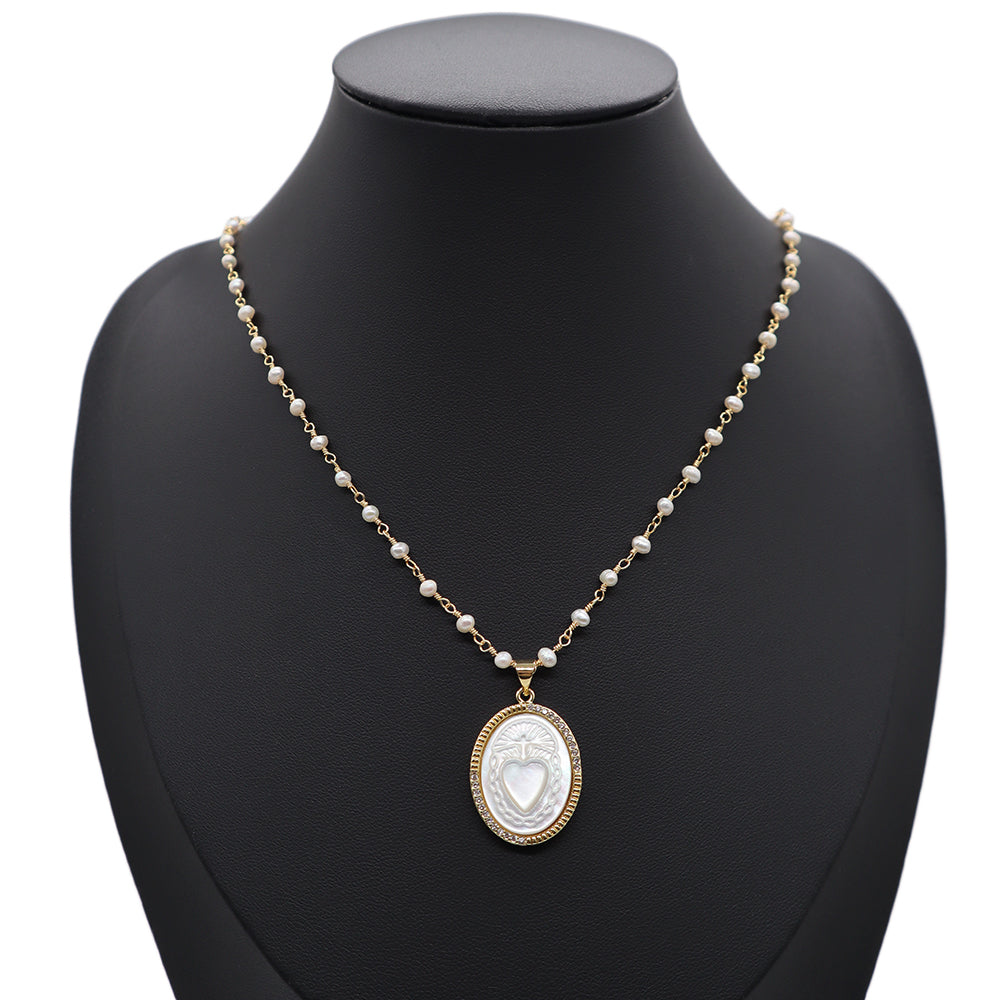 Handmade Custom Fresh Water Pearl Necklace With Shell Pendant