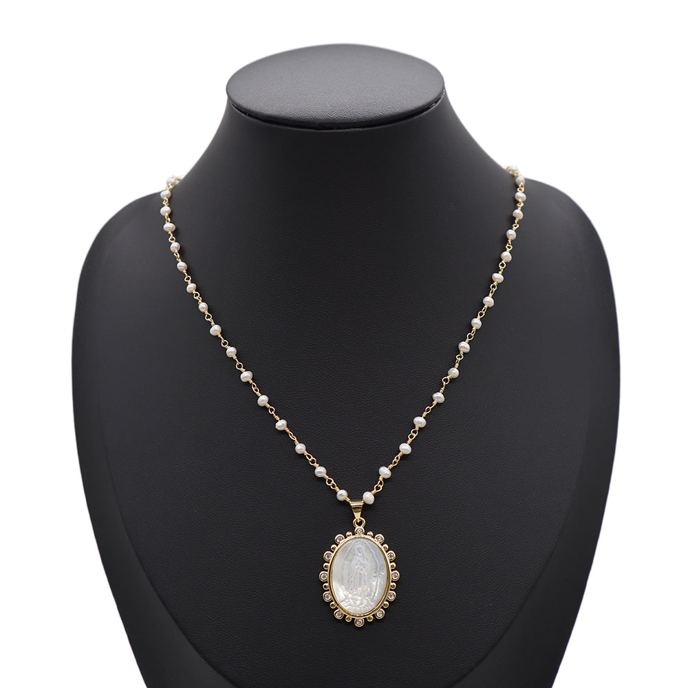 Handmade Custom Fresh Water Pearl Necklace With Shell Pendant