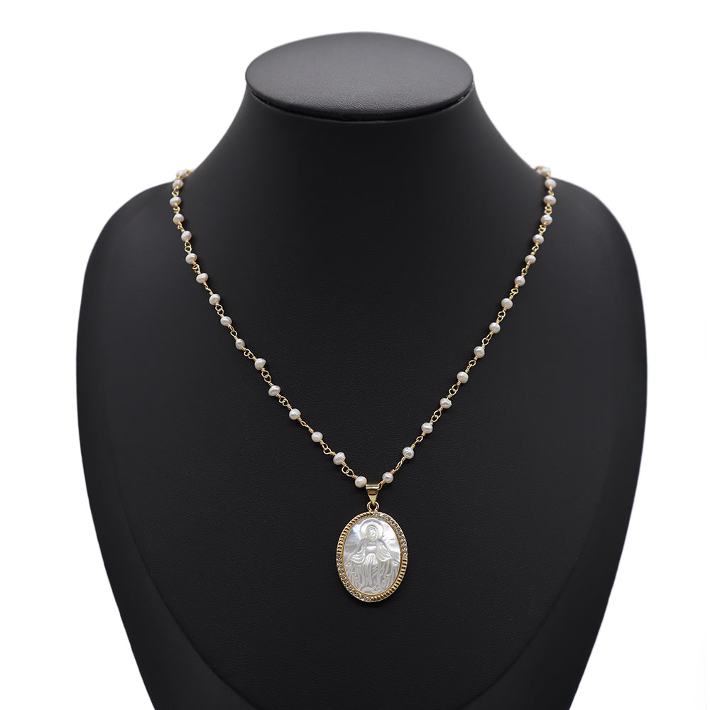 Handmade Custom Fresh Water Pearl Necklace With Shell Pendant