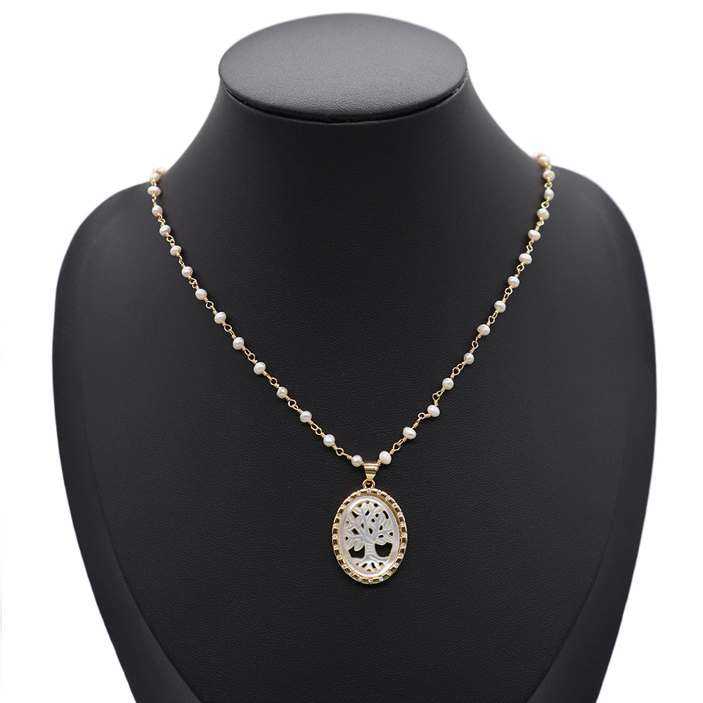 Handmade Custom Fresh Water Pearl Necklace With Shell Pendant