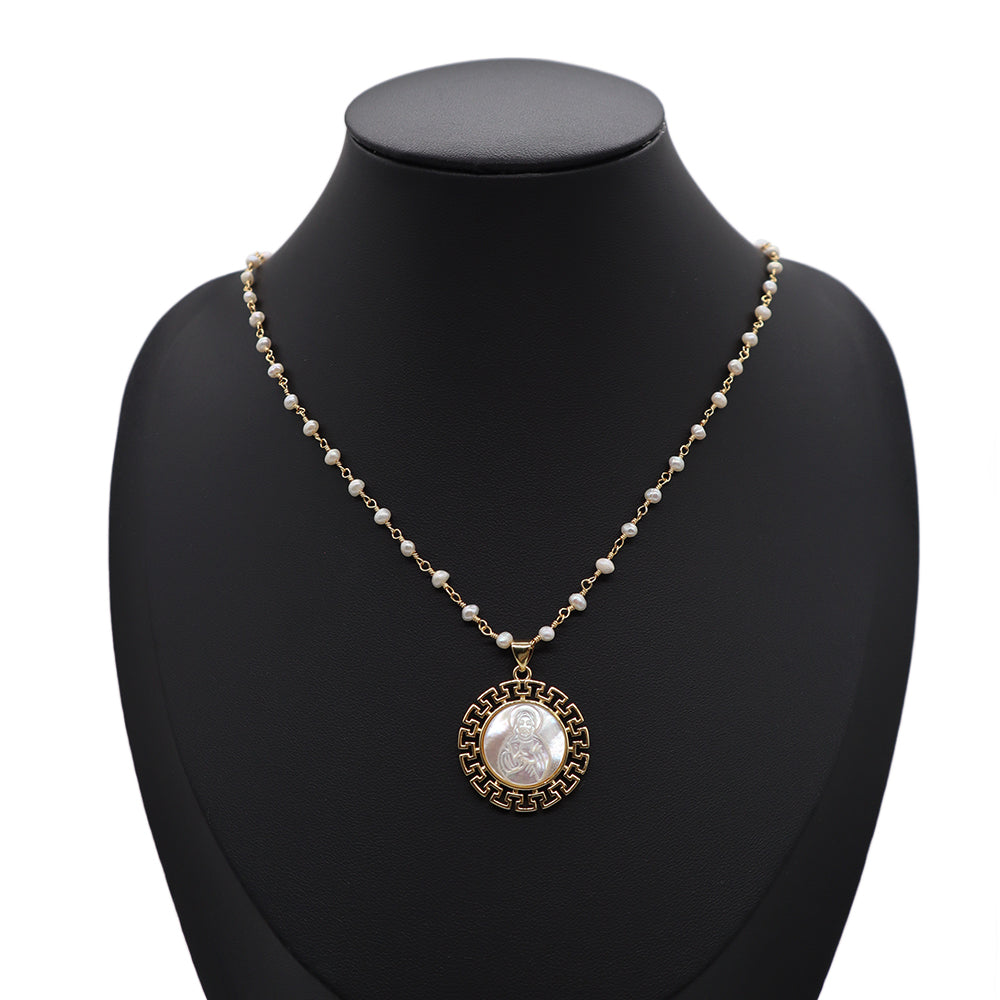 Handmade Custom Fresh Water Pearl Necklace With Shell Pendant