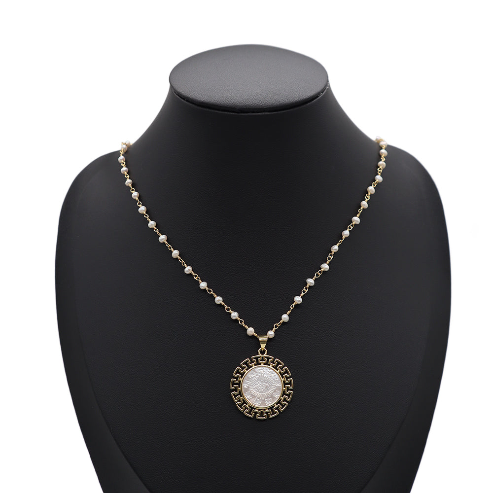 Handmade Custom Fresh Water Pearl Necklace With Shell Pendant