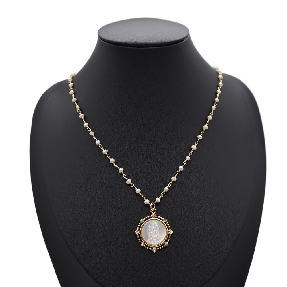 Handmade Custom Fresh Water Pearl Necklace With Shell Pendant