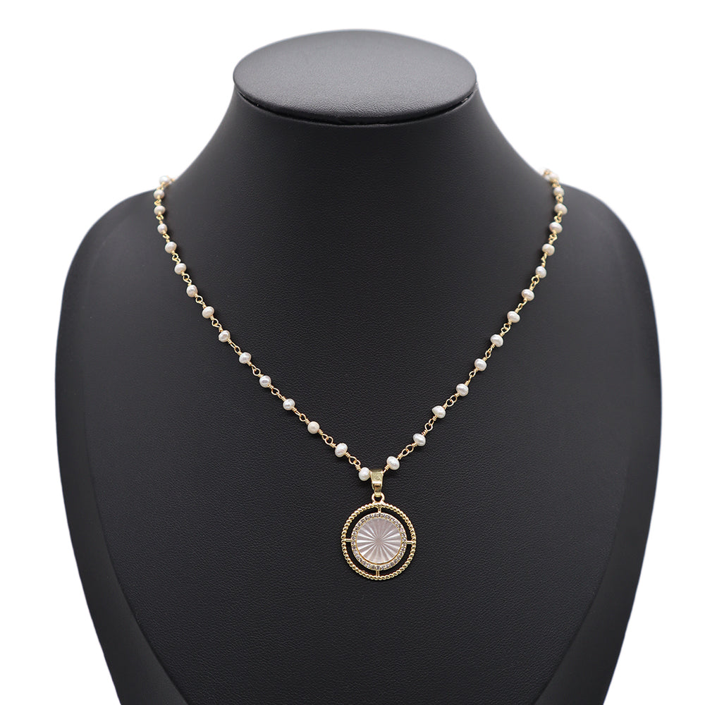 Handmade Custom Fresh Water Pearl Necklace With Shell Pendant