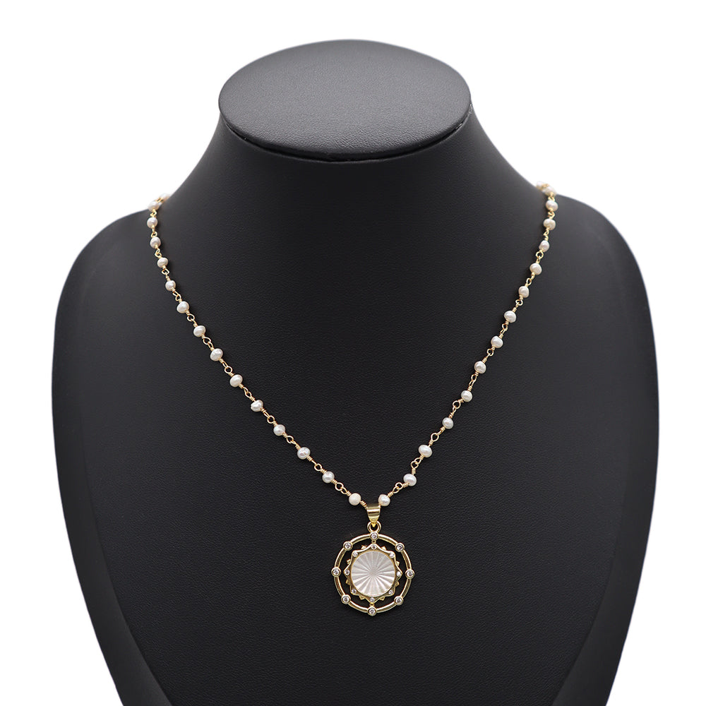 Handmade Custom Fresh Water Pearl Necklace With Shell Pendant