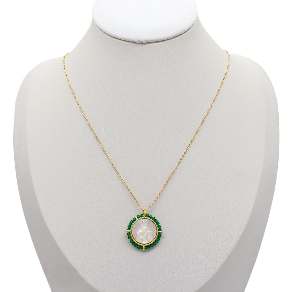 Customized Wholesale Fashion Design Gold Plated Chain Brass Chain Jewelry Natural Stone Beads Shell Pendant Necklace