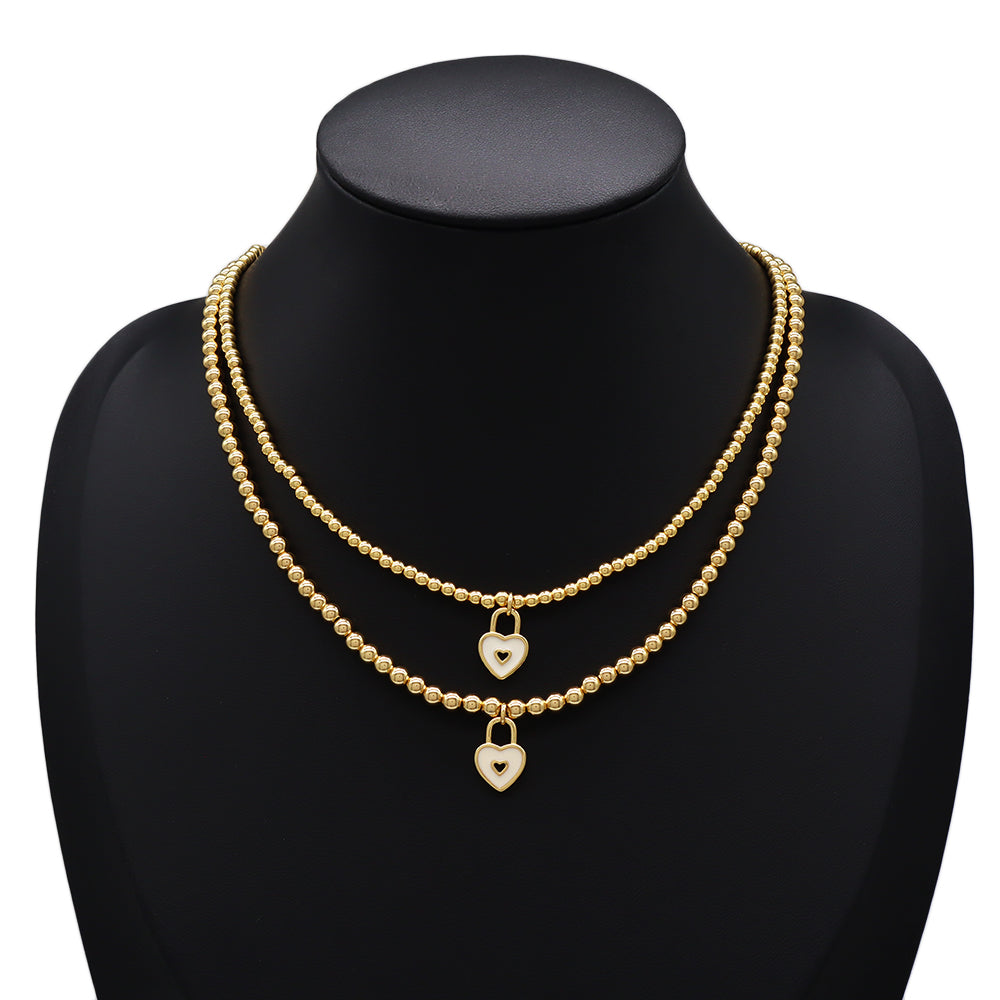 Handmade Customizable 3MM / 4MM Brass Beads / Chain With Enamel Pendant Necklace