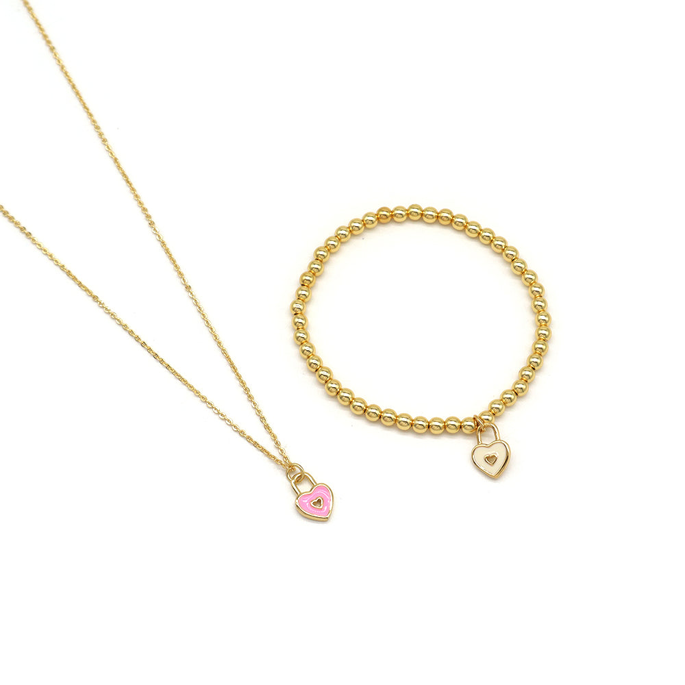 Handmade Customizable 3MM / 4MM Brass Beads / Chain With Enamel Pendant Necklace