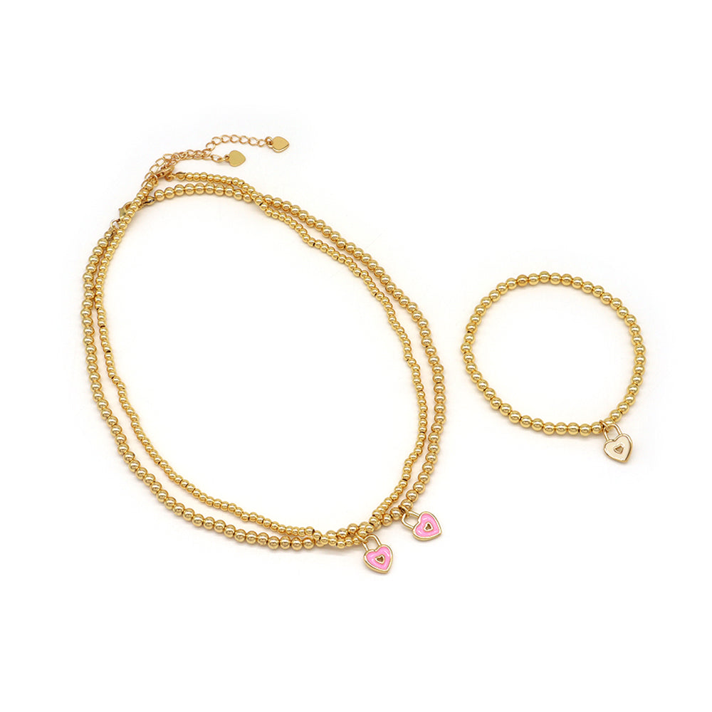 Handmade Customizable 3MM / 4MM Brass Beads / Chain With Enamel Pendant Necklace