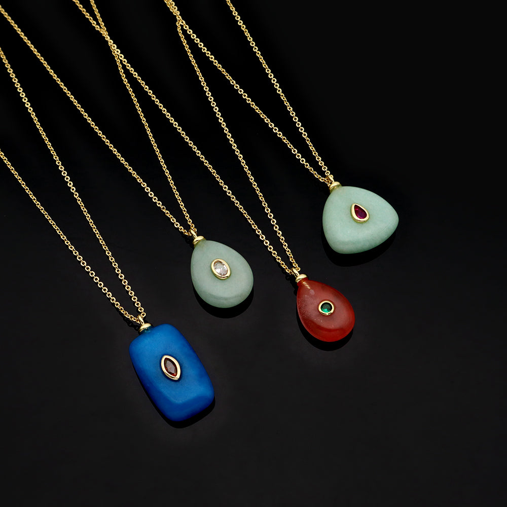 Handmade Customizable Natural Stone Pendant Necklace