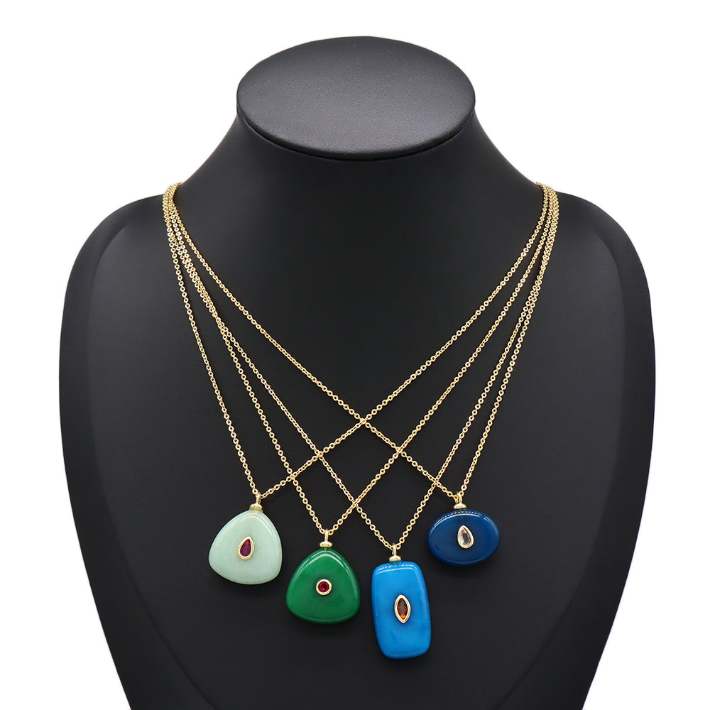 Handmade Customizable Natural Stone Pendant Necklace