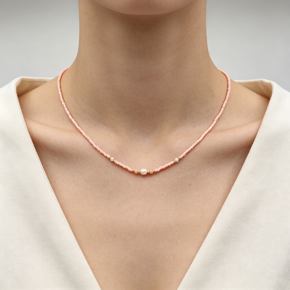 Handmade Customizable Miyuki Beads Necklace With Fresh Water Pearl