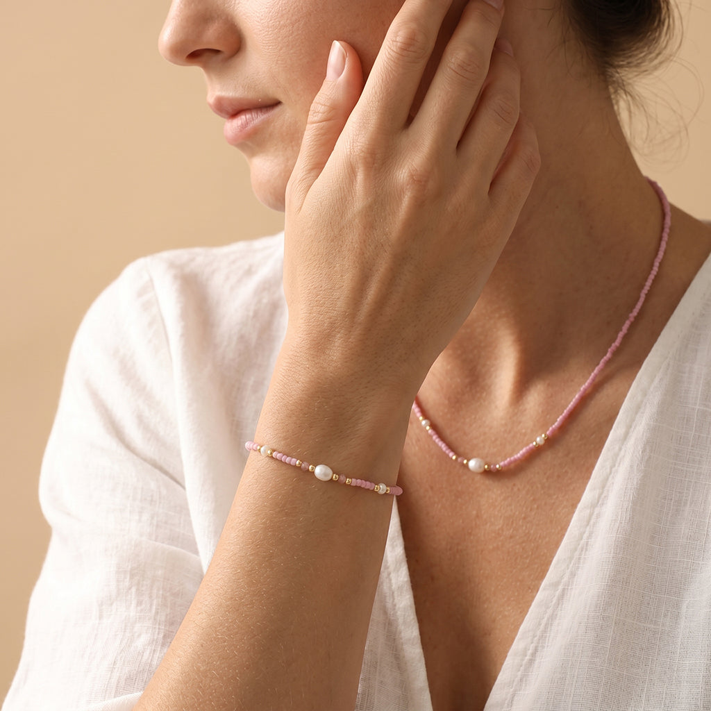 Handmade Customizable Natural Stone Miyuki Beads Bracelet With Fresh Water Pearl