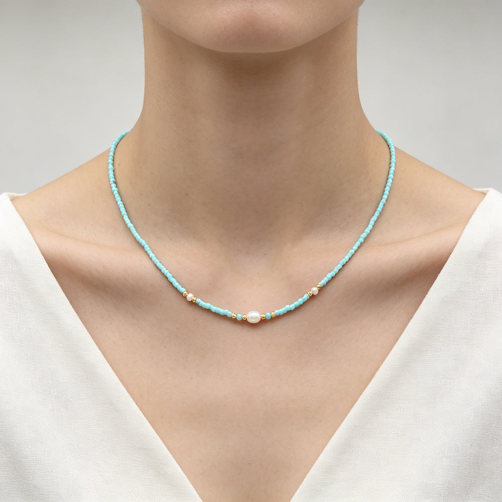 Handmade Customizable Miyuki Beads Necklace With Fresh Water Pearl