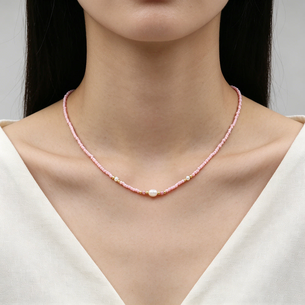 Handmade Customizable Miyuki Beads Necklace With Fresh Water Pearl