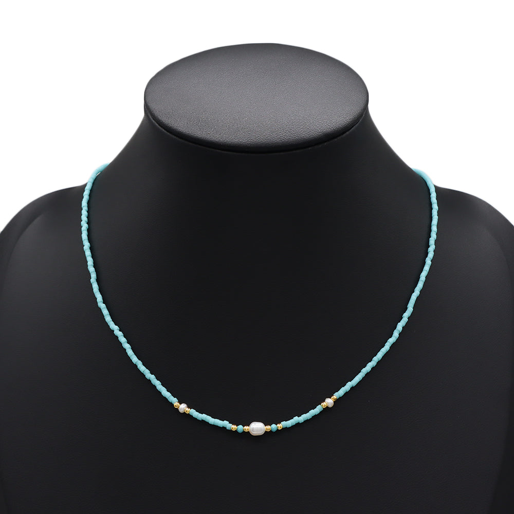 Handmade Customizable Miyuki Beads Necklace With Fresh Water Pearl