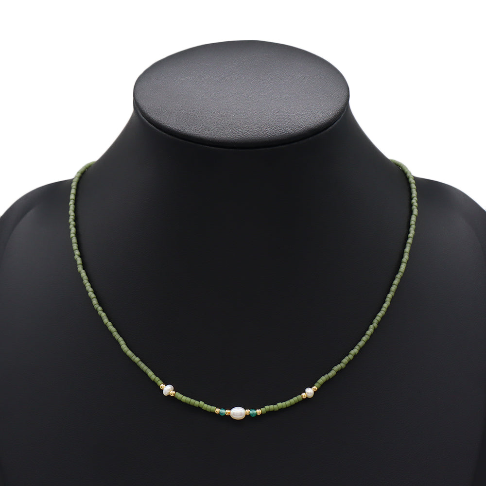 Handmade Customizable Miyuki Beads Necklace With Fresh Water Pearl