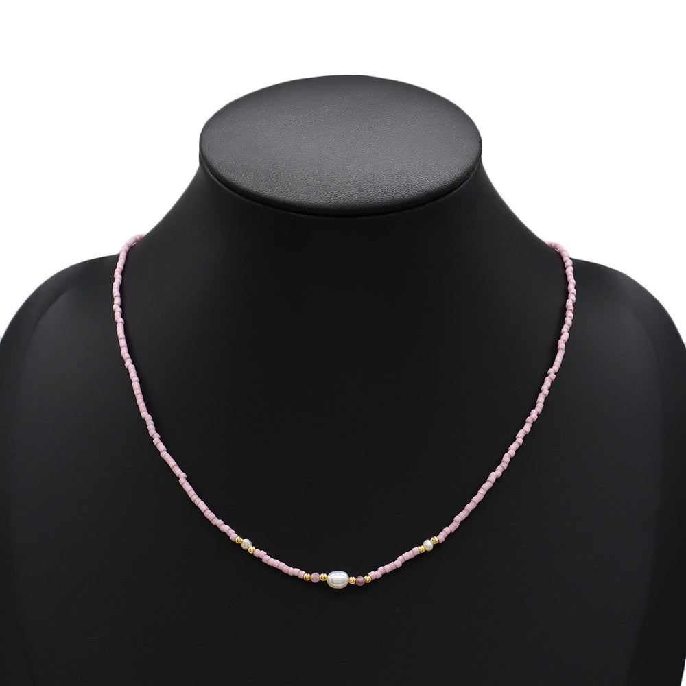 Handmade Customizable Miyuki Beads Necklace With Fresh Water Pearl