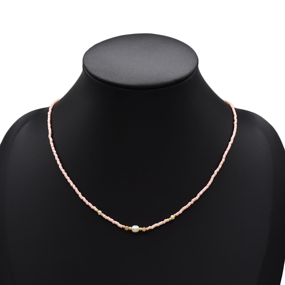 Handmade Customizable Miyuki Beads Necklace With Fresh Water Pearl