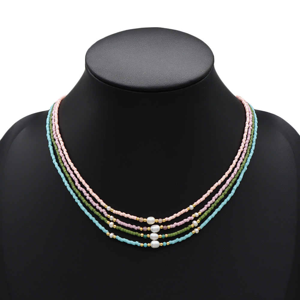 Handmade Customizable Miyuki Beads Necklace With Fresh Water Pearl