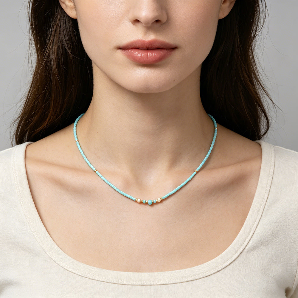 Handmade Customizable Miyuki Beads Necklace With Fresh Water Pearl