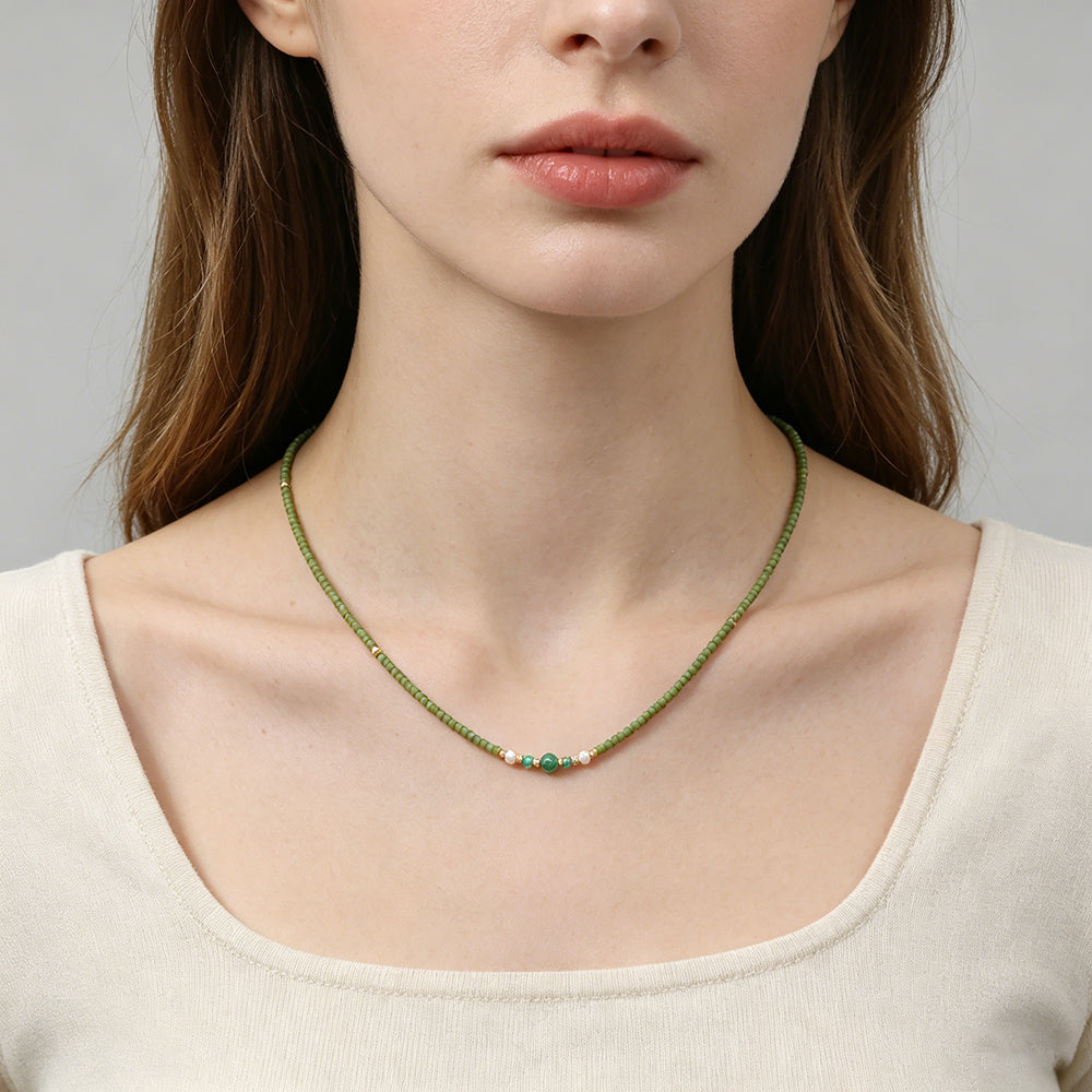 Handmade Customizable Miyuki Beads Necklace With Fresh Water Pearl