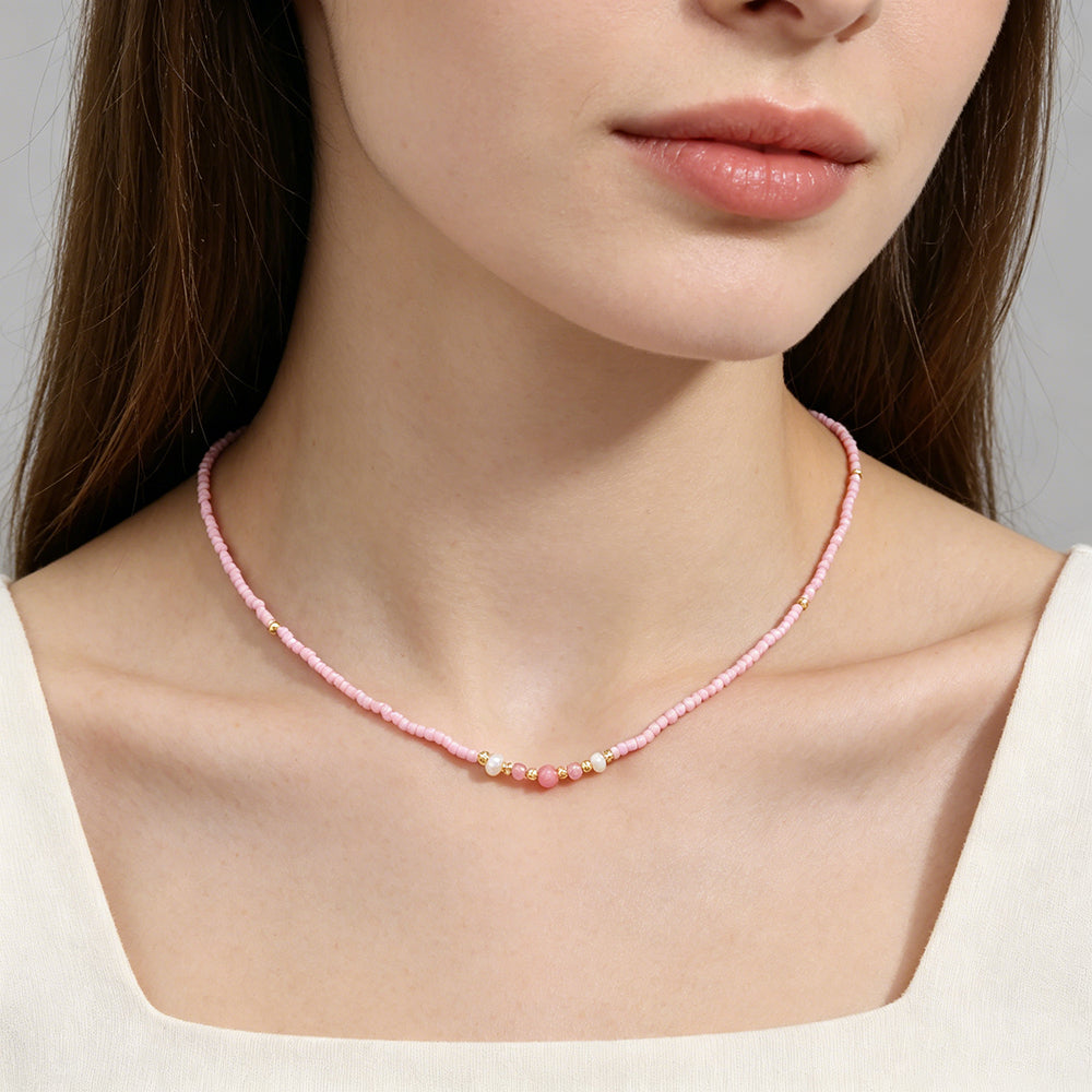 Handmade Customizable Miyuki Beads Necklace With Fresh Water Pearl