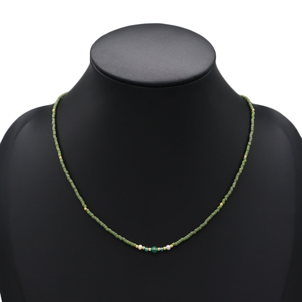 Handmade Customizable Miyuki Beads Necklace With Fresh Water Pearl
