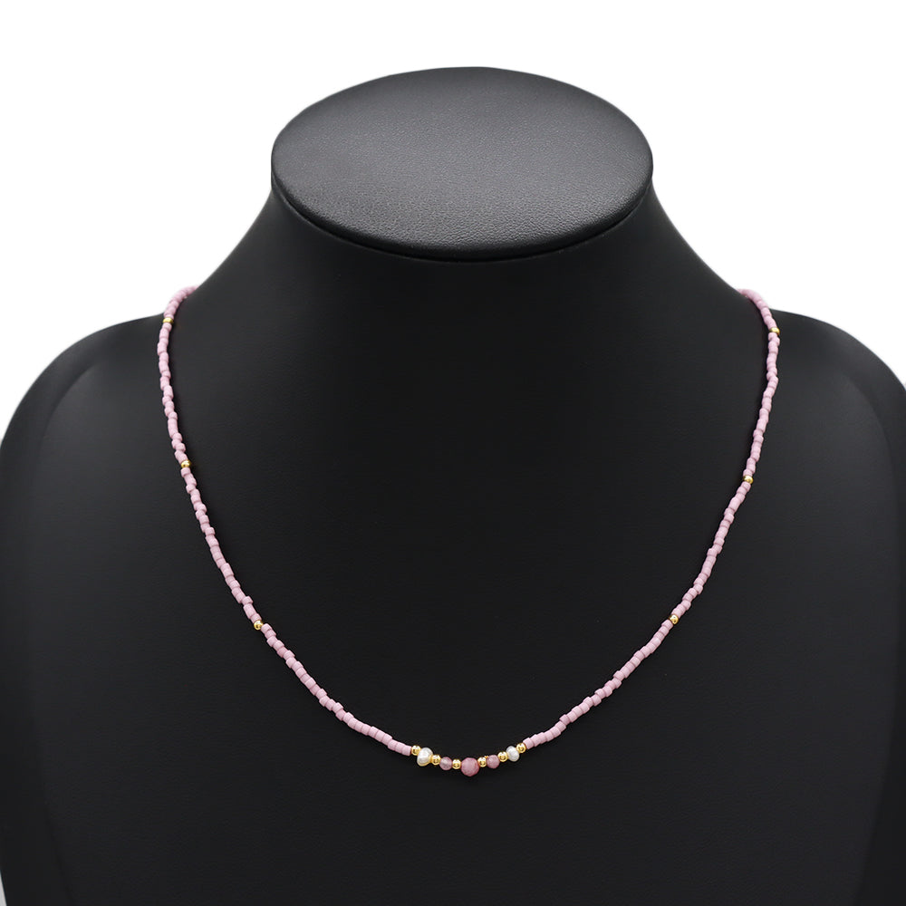 Handmade Customizable Miyuki Beads Necklace With Fresh Water Pearl