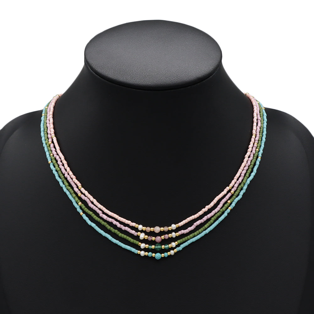 Handmade Customizable Miyuki Beads Necklace With Fresh Water Pearl