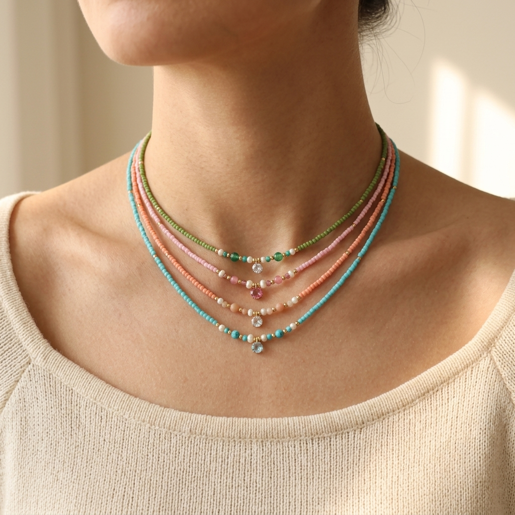 Handmade Customizable Miyuki Beads Necklace With Fresh Water Pearl