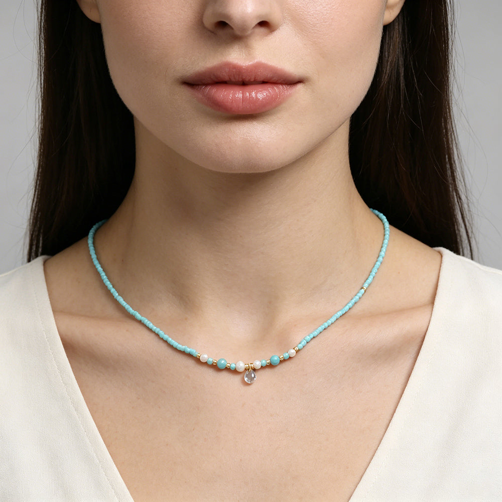 Handmade Customizable Miyuki Beads Necklace With Fresh Water Pearl