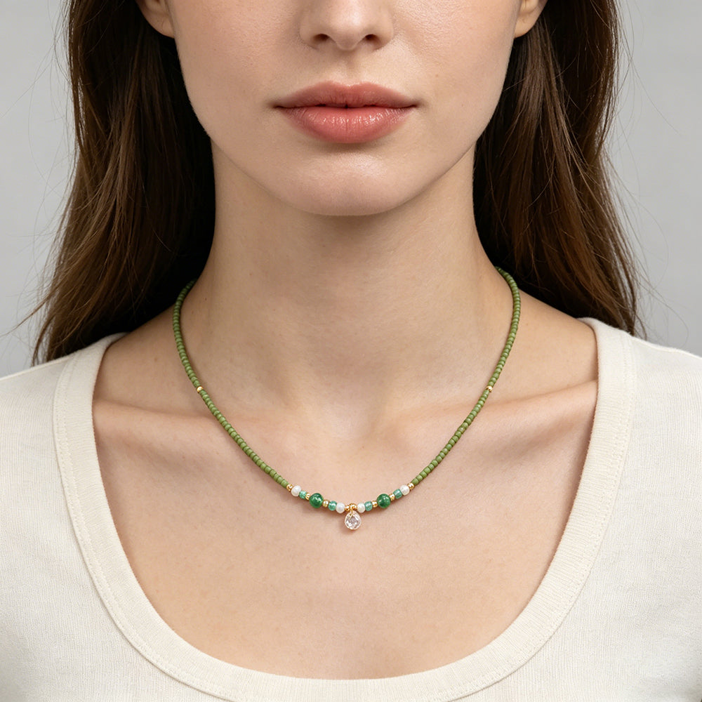 Handmade Customizable Miyuki Beads Necklace With Fresh Water Pearl