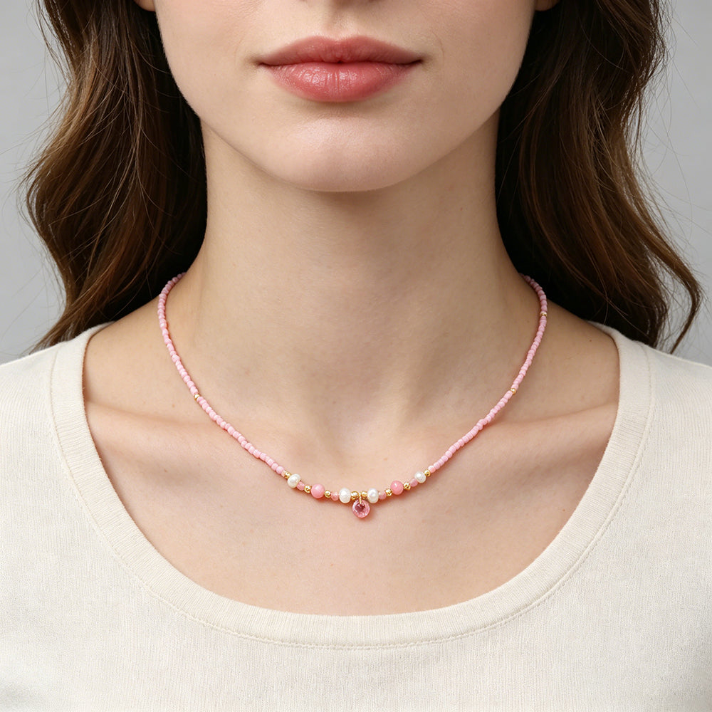 Handmade Customizable Miyuki Beads Necklace With Fresh Water Pearl