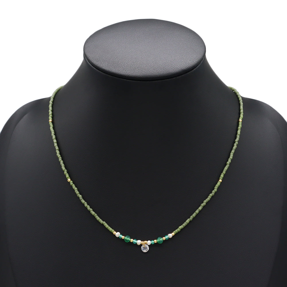 Handmade Customizable Miyuki Beads Necklace With Fresh Water Pearl