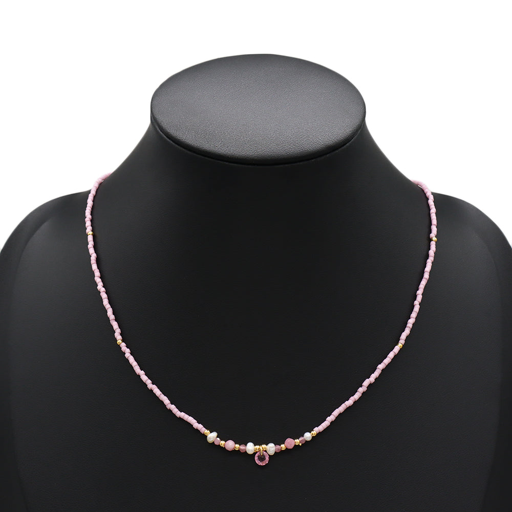 Handmade Customizable Miyuki Beads Necklace With Fresh Water Pearl