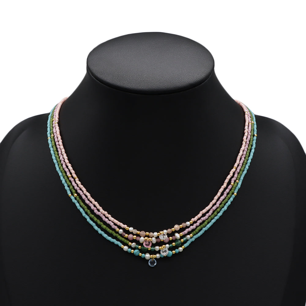 Handmade Customizable Miyuki Beads Necklace With Fresh Water Pearl