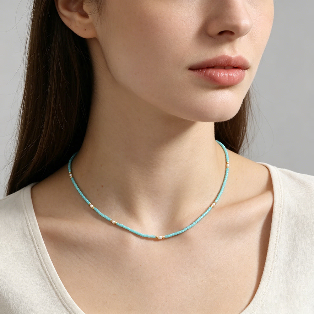Handmade Customizable Miyuki Beads Necklace With Fresh Water Pearl