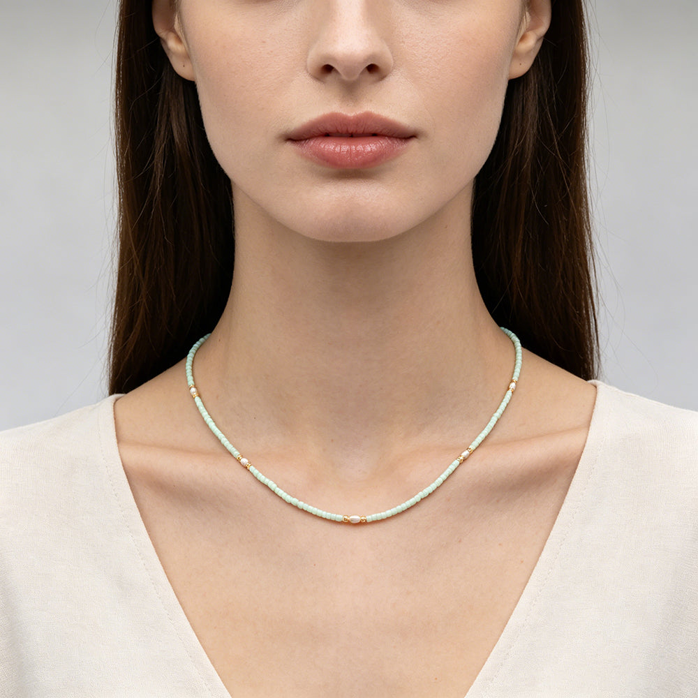 Handmade Customizable Miyuki Beads Necklace With Fresh Water Pearl