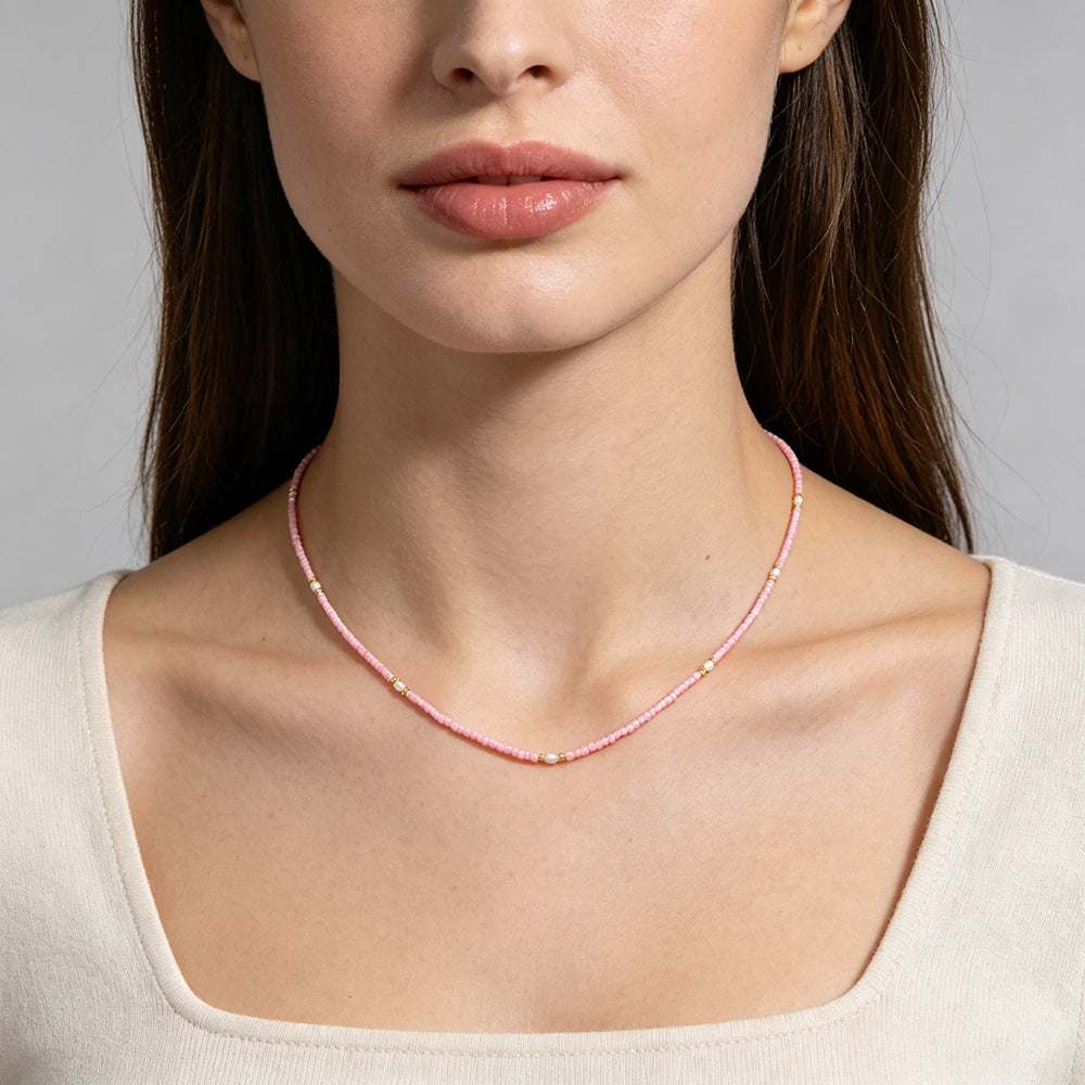 Handmade Customizable Miyuki Beads Necklace With Fresh Water Pearl