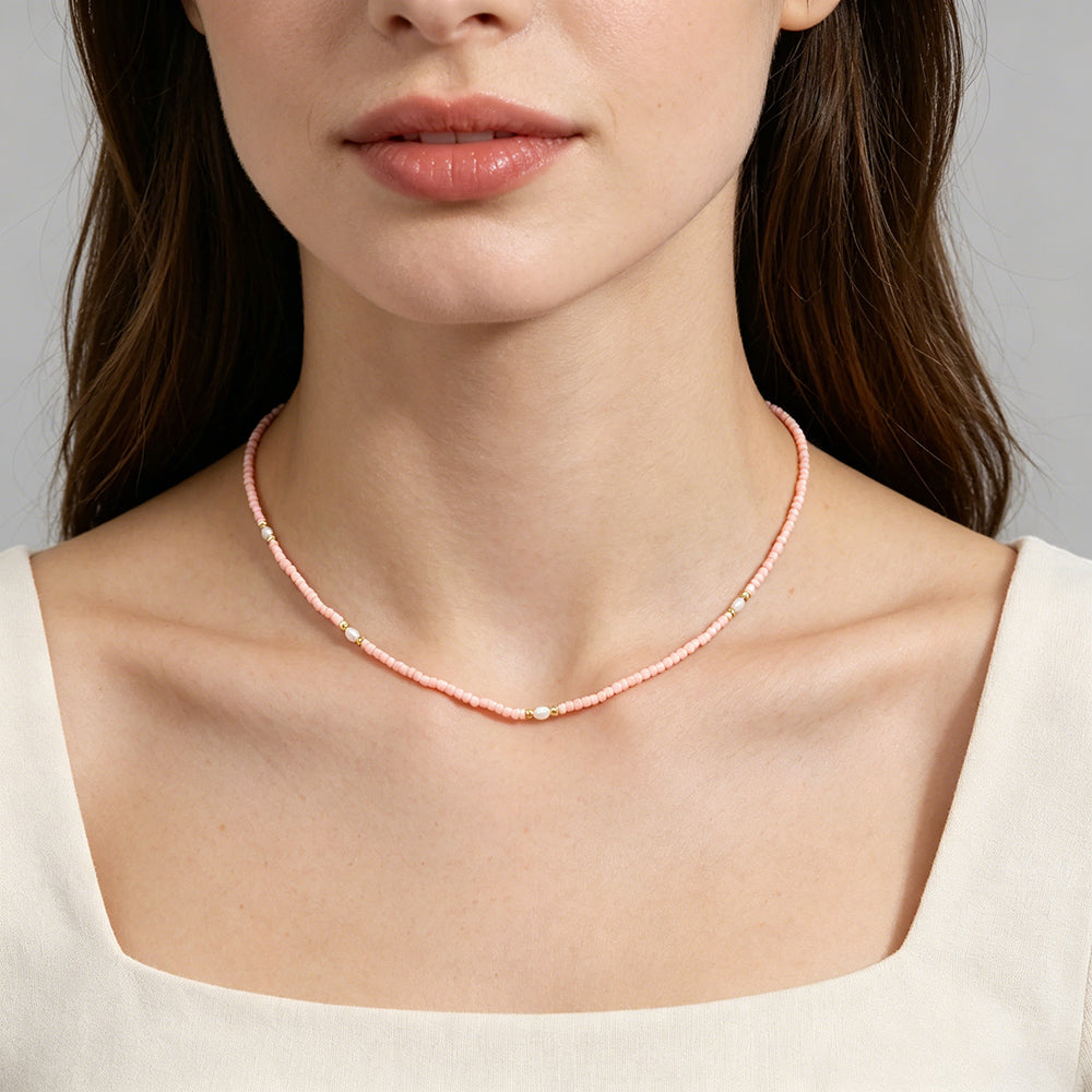Handmade Customizable Miyuki Beads Necklace With Fresh Water Pearl
