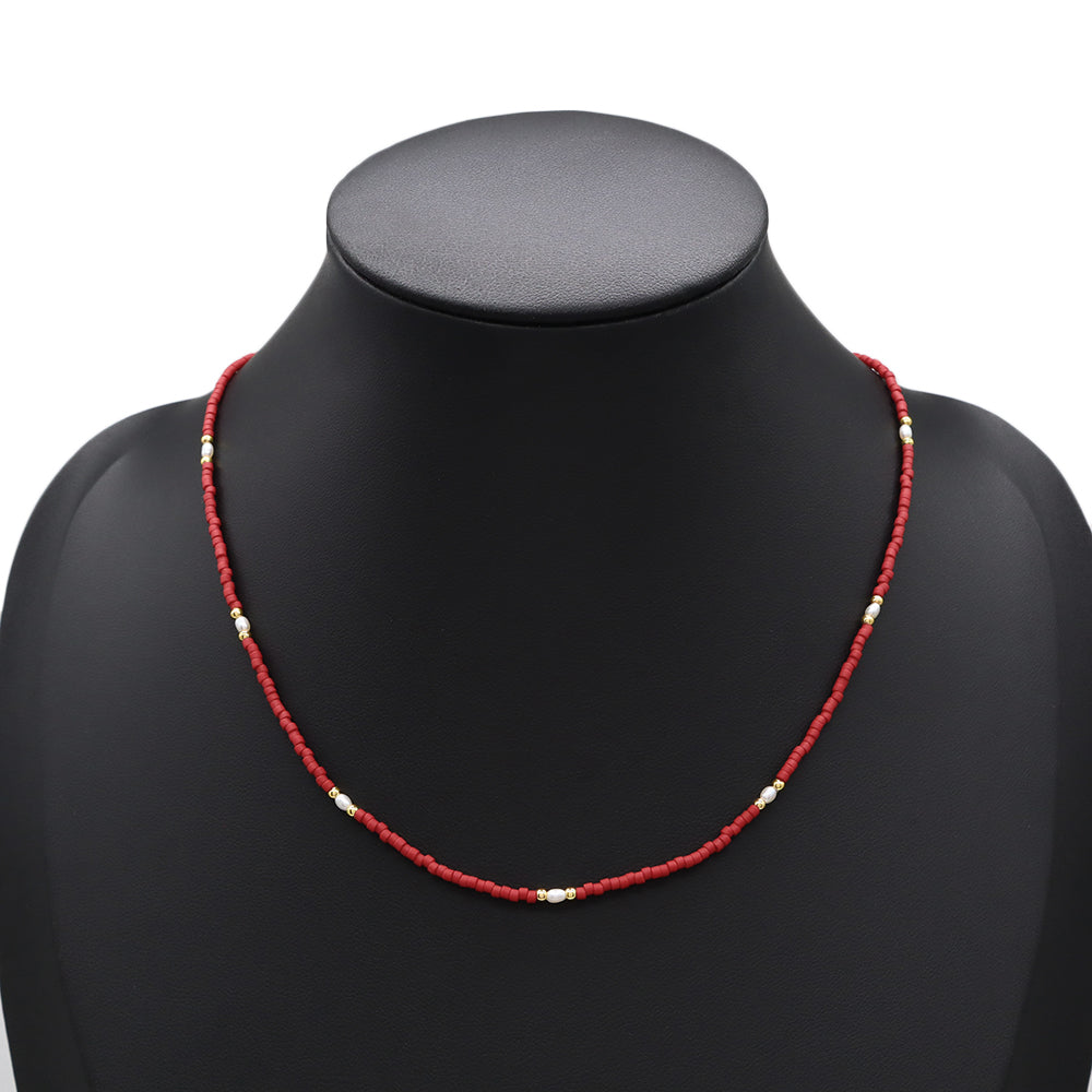Handmade Customizable Miyuki Beads Necklace With Fresh Water Pearl