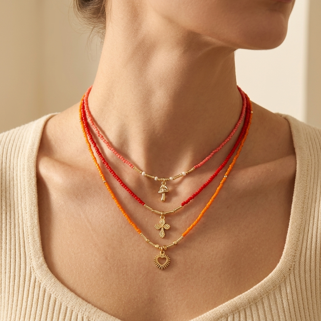 Handmade Customizable Miyuki Beads Necklace With Brass Charm